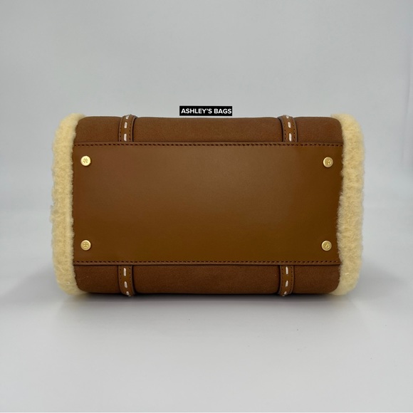 Tory Burch Thea Shearling Small Satchel In Moose Brown - Picture 4 of 6
